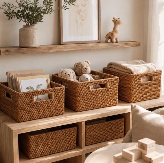Rattan Baskets - Handwoven natural rattan